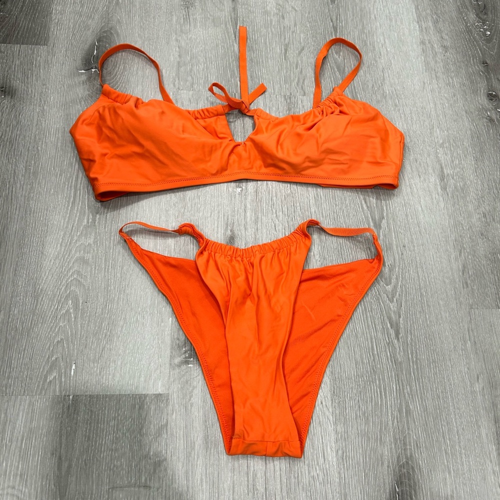 Aerie Orange Ruched Scoop Bikini